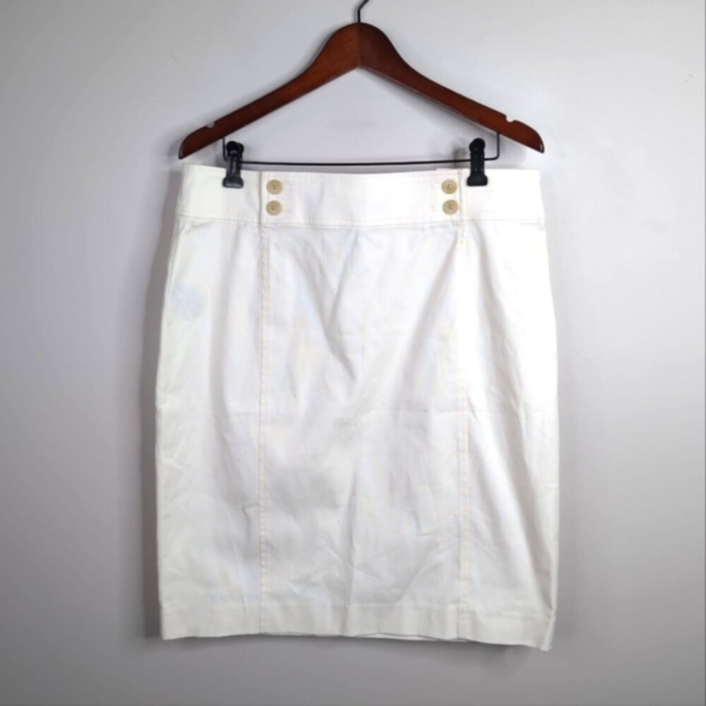 Ralph Lauren White Sailor-Button Cotton Skirt